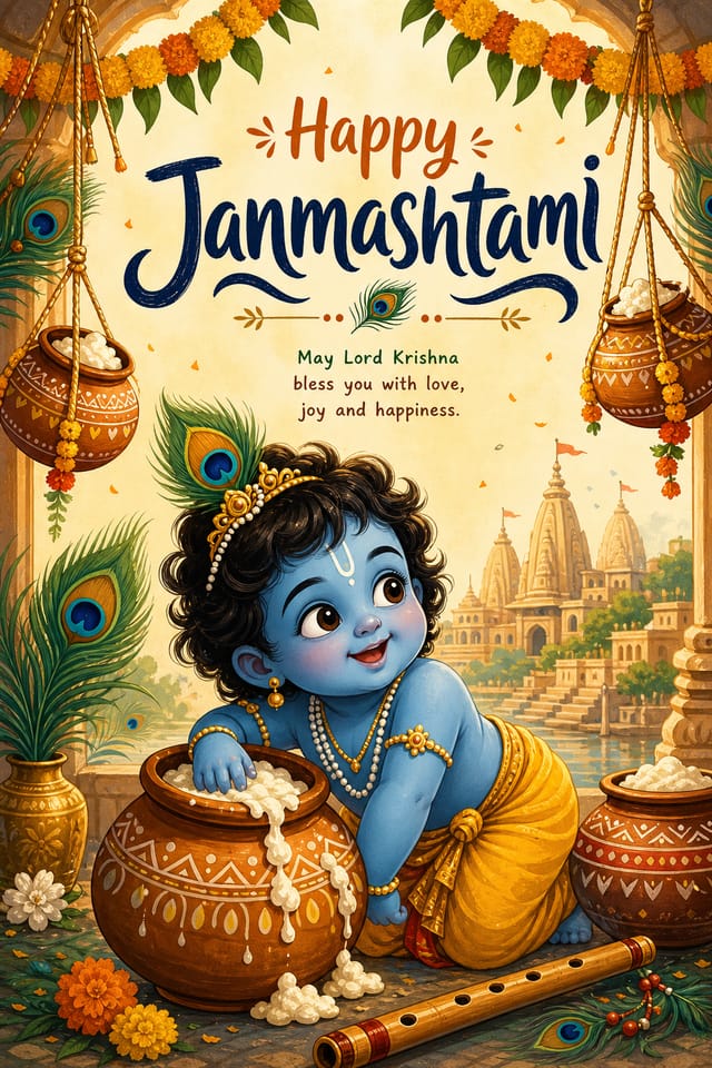 Janmashtami Poster — illustration style poster