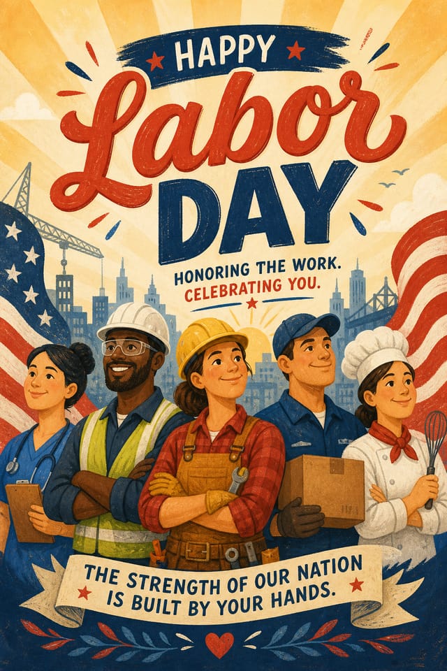 Labor Day Poster — illustration style poster