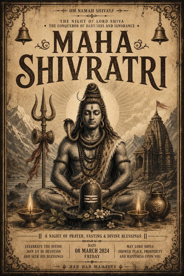 Maha Shivratri Poster — vintage style poster