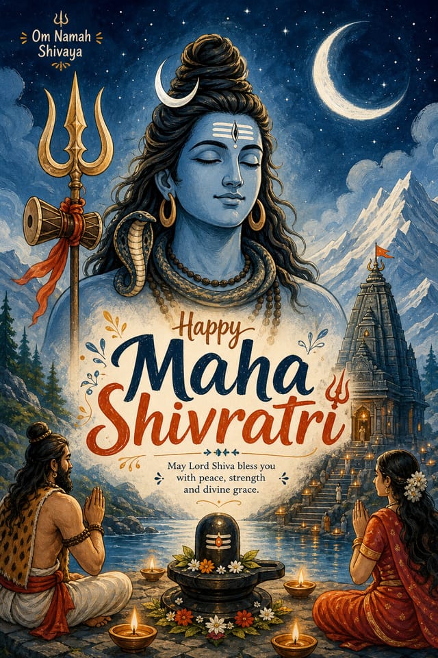 Maha Shivratri Poster — illustration style poster