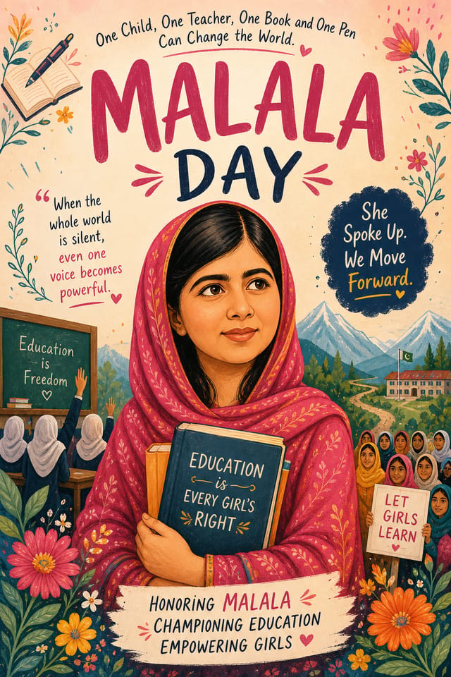 Malala Day Poster — illustration style poster