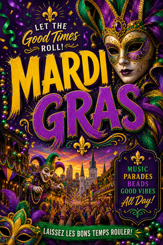 Mardi Gras Poster — vibrant style poster