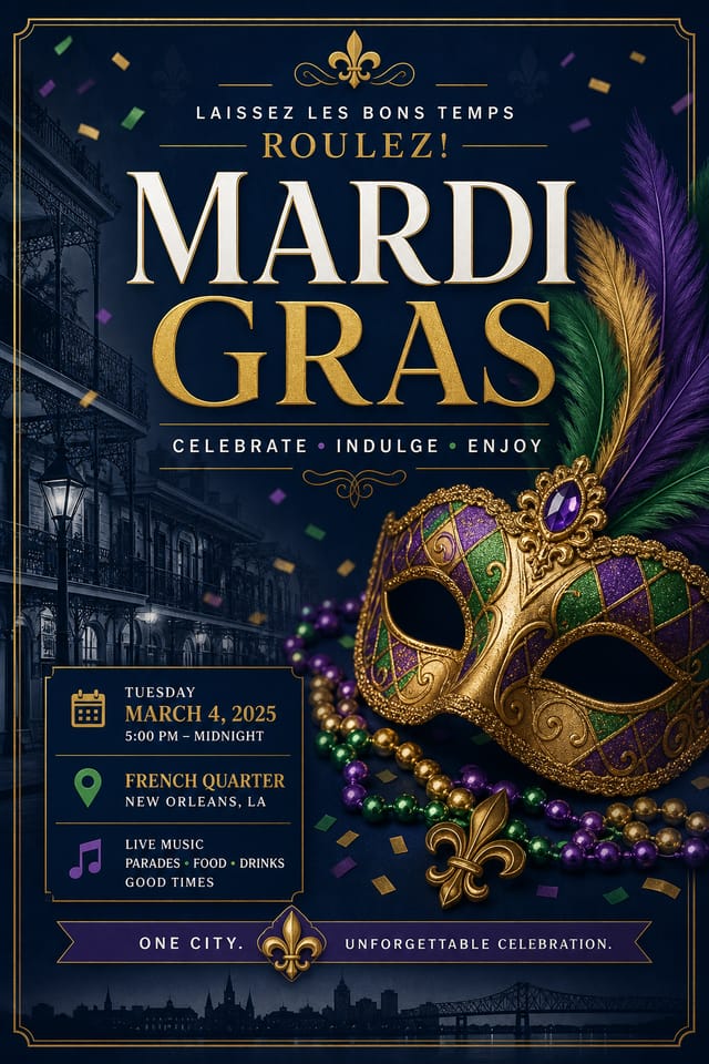 Mardi Gras Poster — corporate style poster