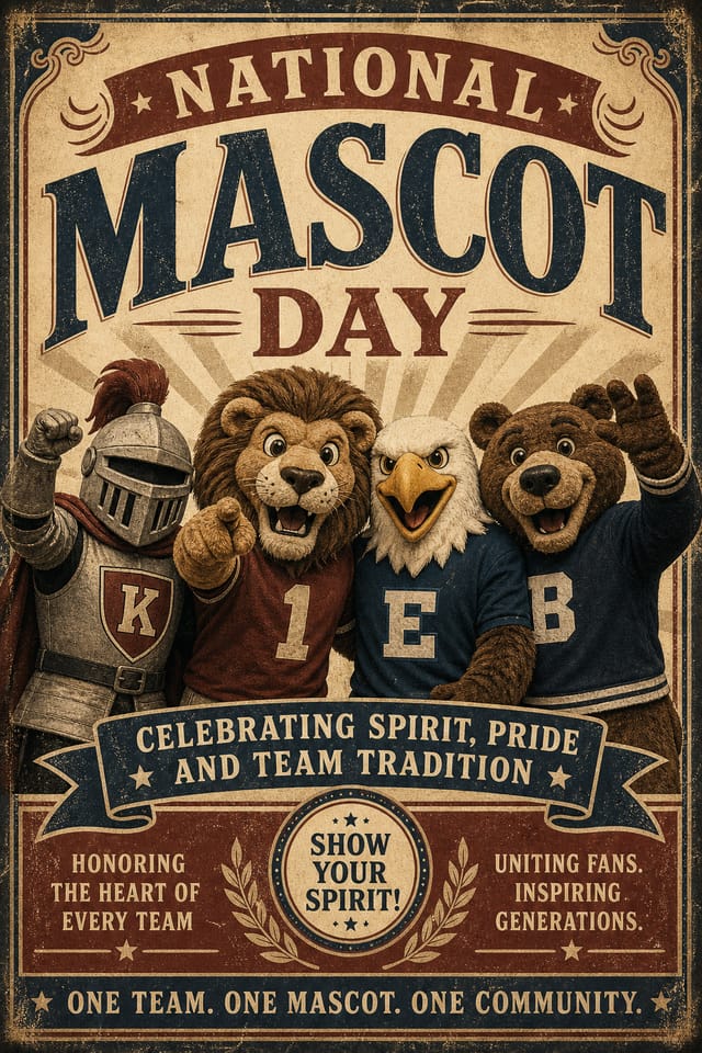 National Mascot Day Poster — vintage style poster