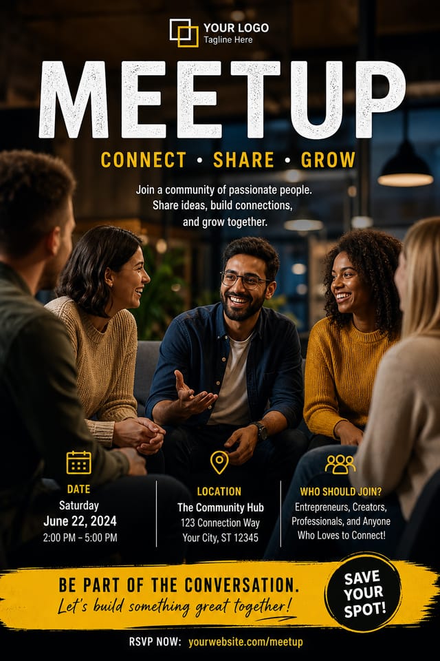 Meetup Poster — photo-realistic style poster