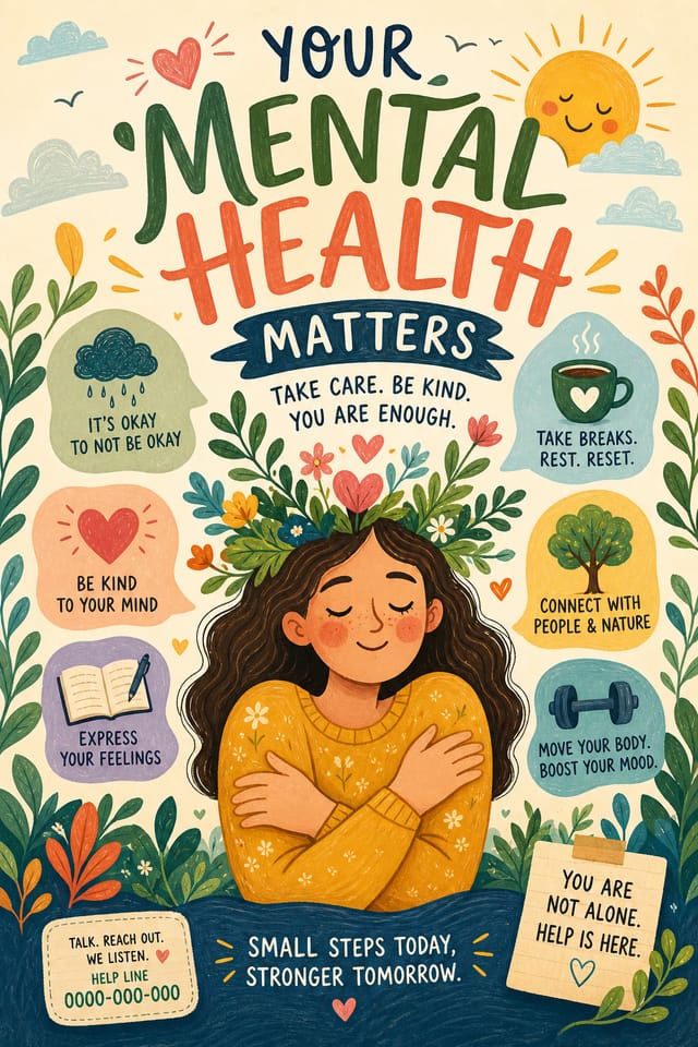 Mental Health Poster — illustration style poster