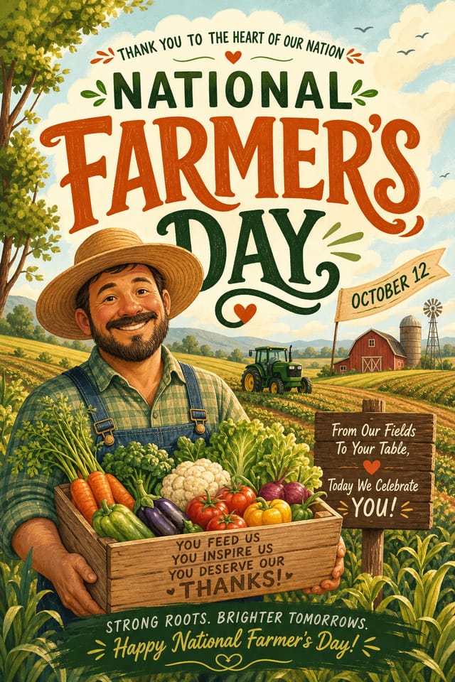 National Farmer's Day Poster — illustration style poster