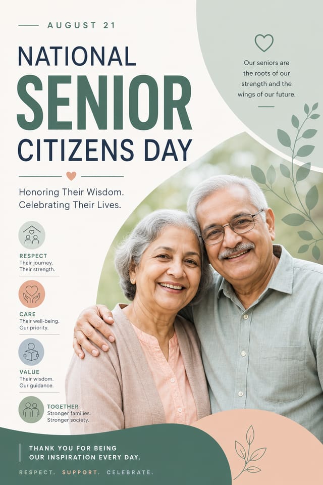 National Senior Citizens Day Poster — modern style poster