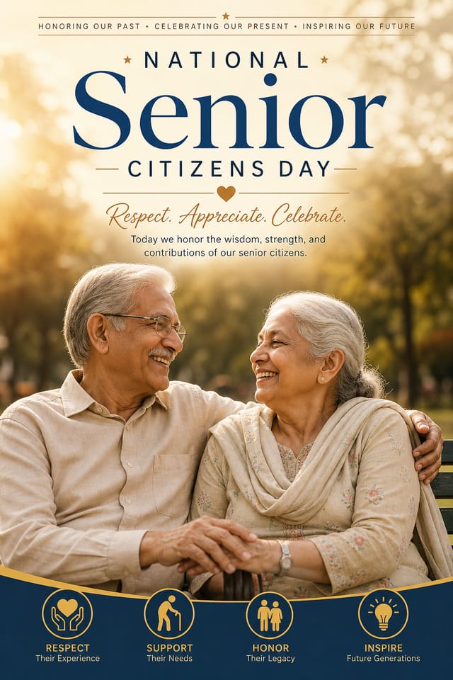 National Senior Citizens Day Poster — photo-realistic style poster
