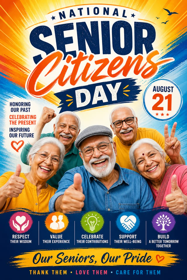 National Senior Citizens Day Poster — vibrant style poster