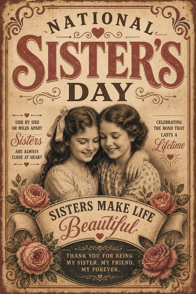National Sister's Day Poster — vintage style poster