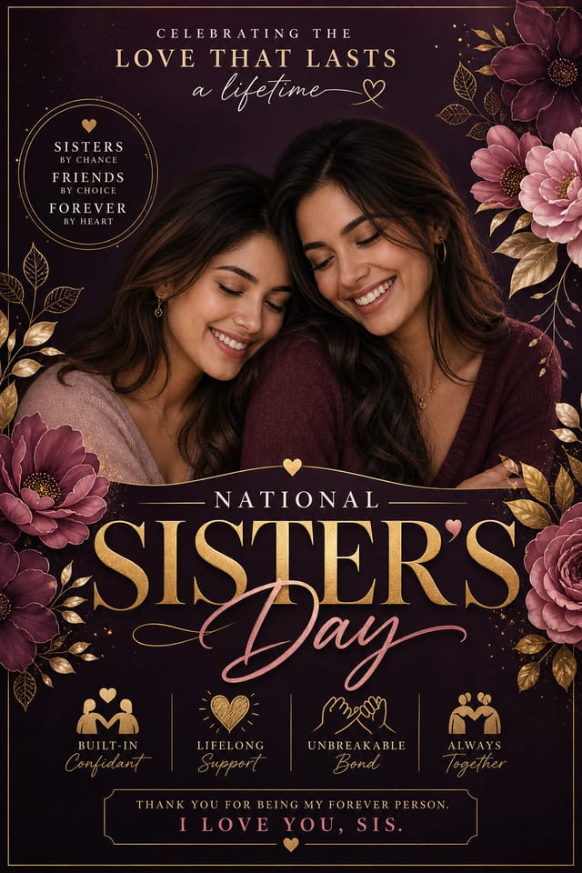National Sister's Day Poster — elegant style poster