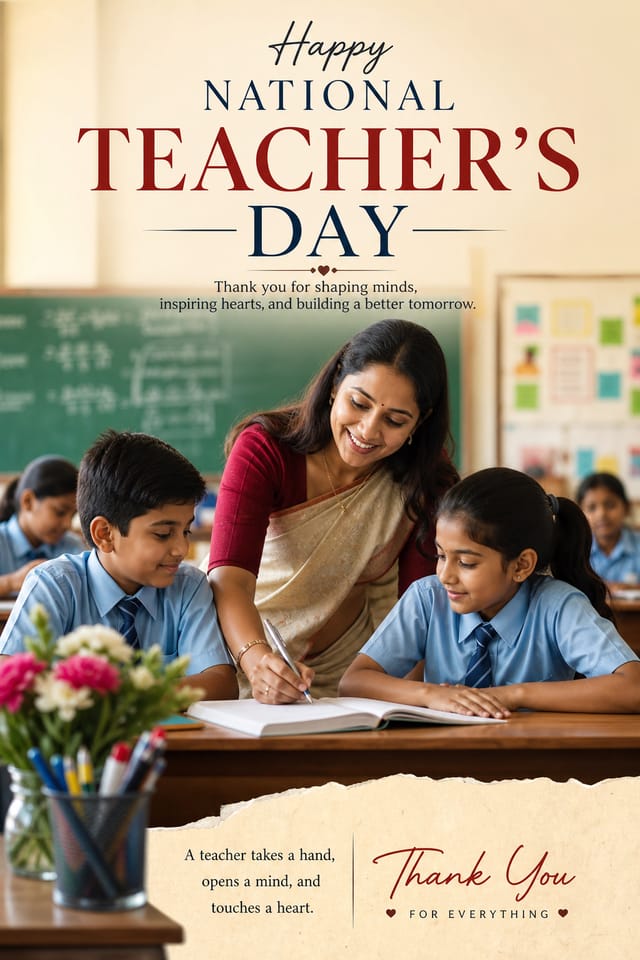 National Teacher's Day Poster — photo-realistic style poster
