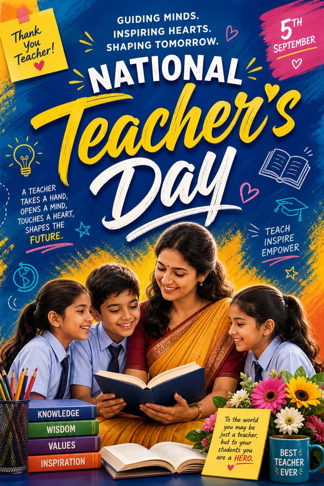National Teacher's Day Poster — vibrant style poster