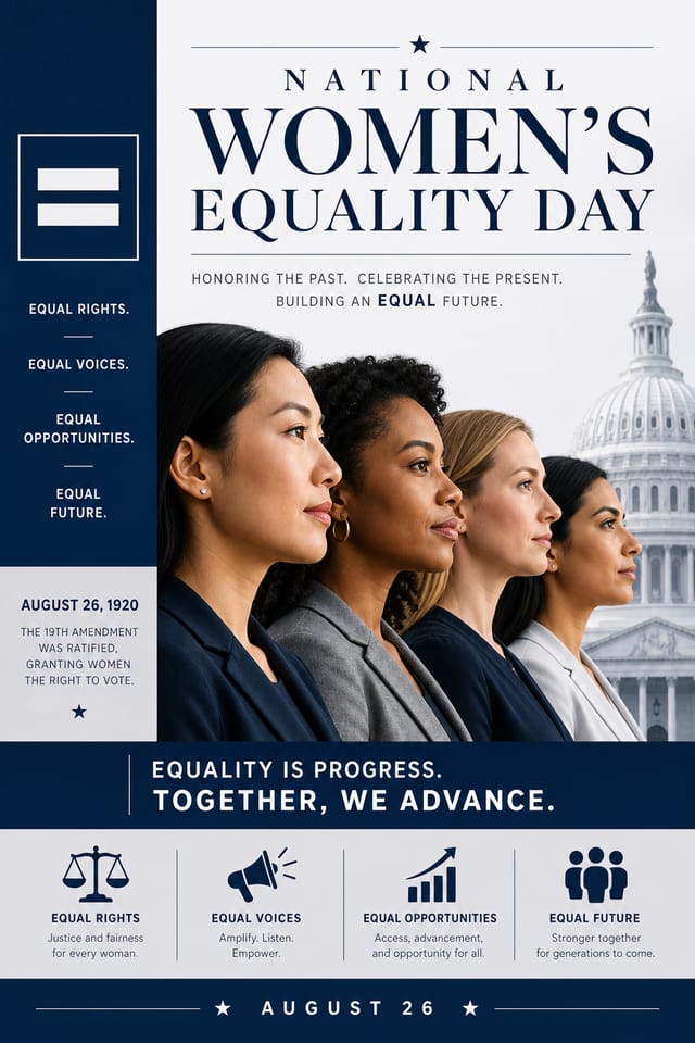 National Women’s Equality Day Poster — corporate style poster