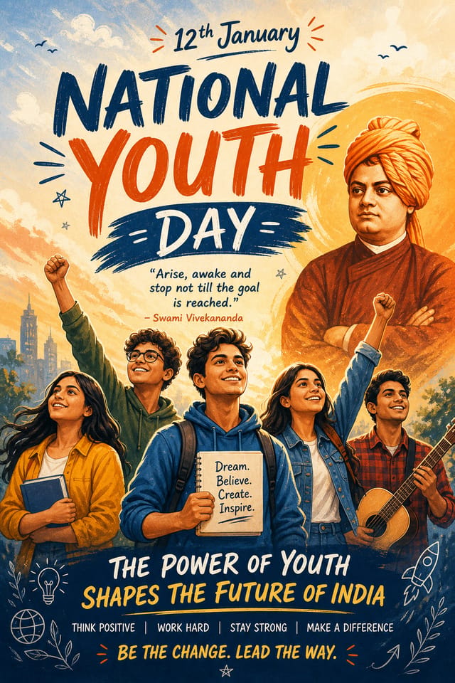 National Youth Day Poster — illustration style poster
