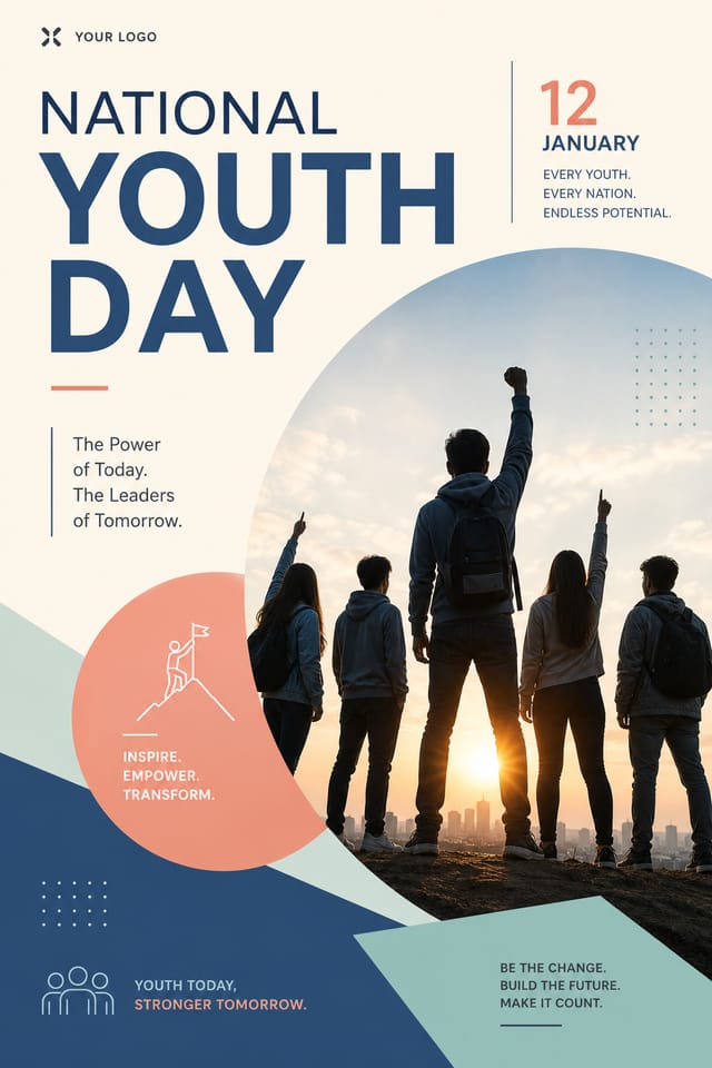 National Youth Day Poster — modern style poster