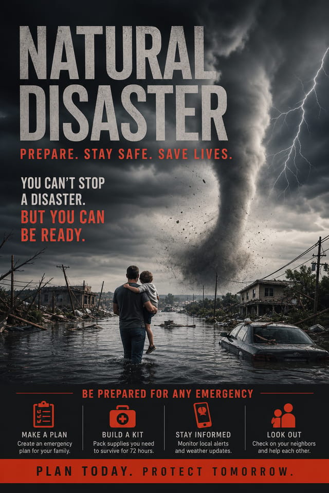 Natural Disaster Poster — photo-realistic style poster