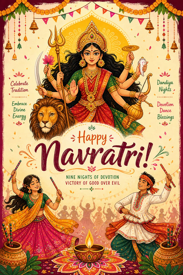 Navratri Poster — illustration style poster
