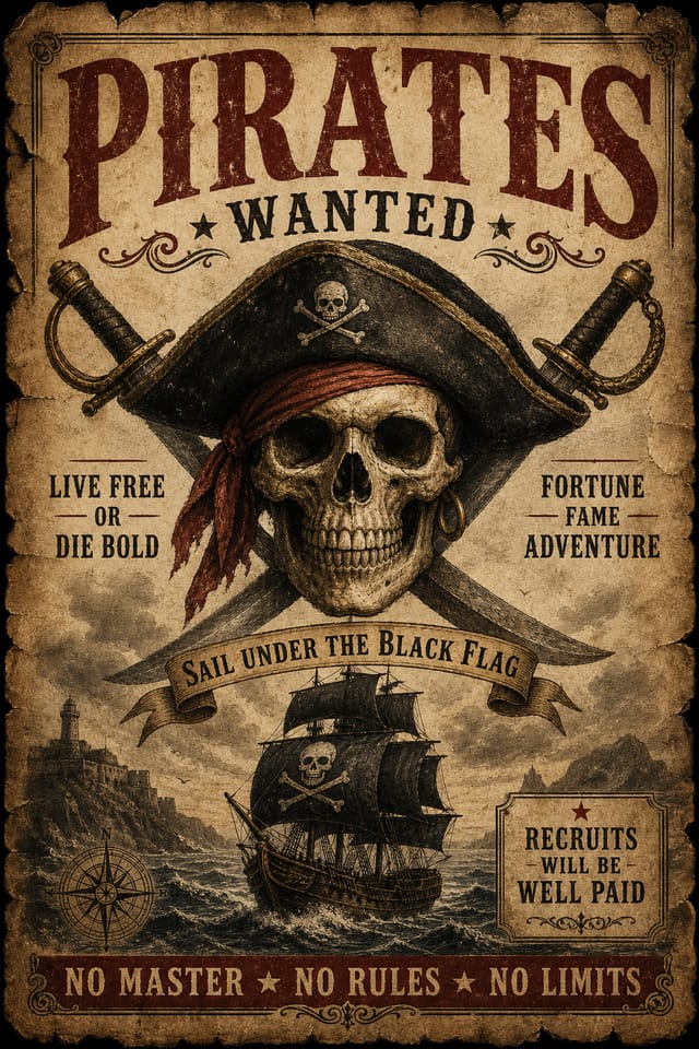 Pirate Poster — vintage style poster