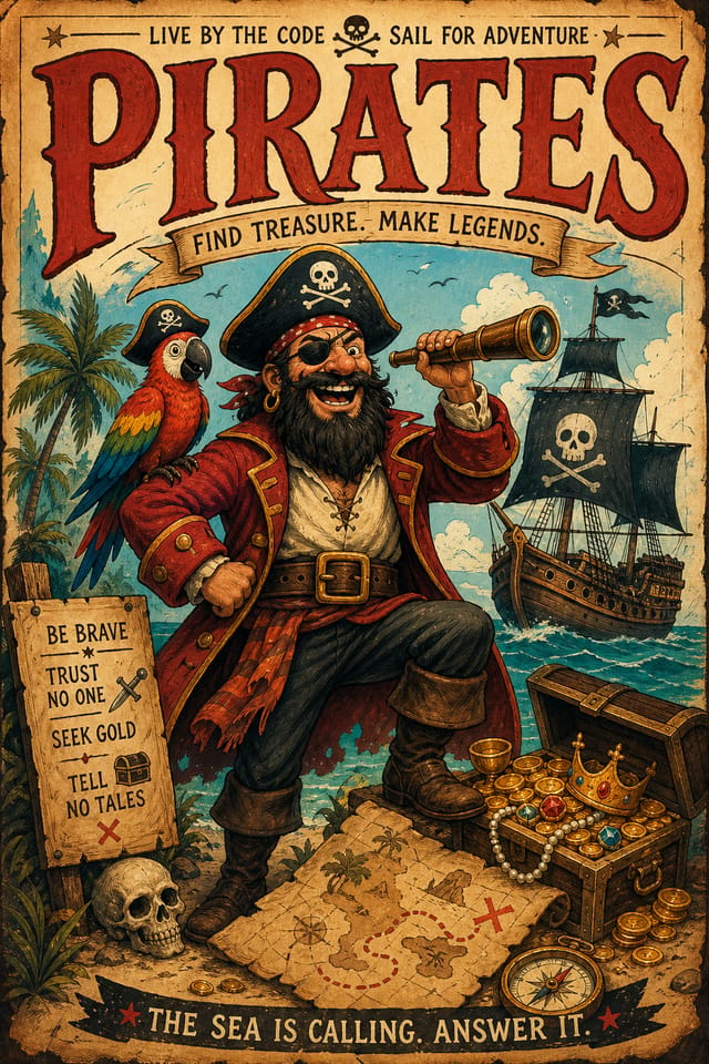 Pirate Poster — illustration style poster