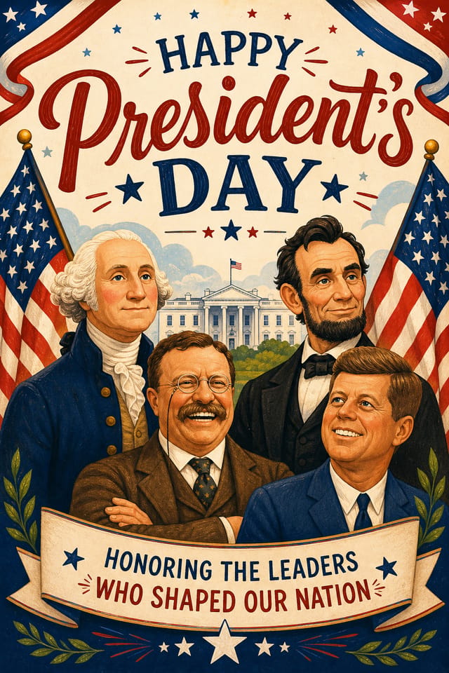 President's Day Poster — illustration style poster