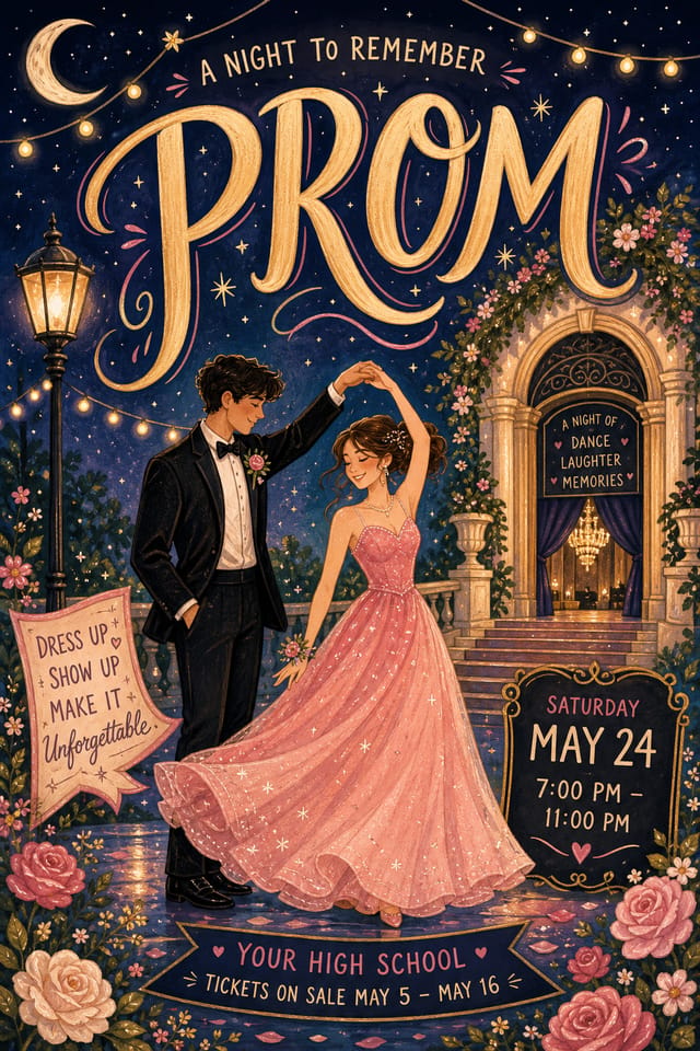 Prom Poster — illustration style poster