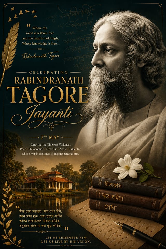 Rabindranath Tagore Jayanti Poster — elegant style poster