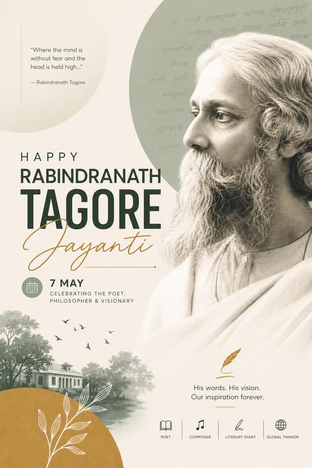 Rabindranath Tagore Jayanti Poster — modern style poster