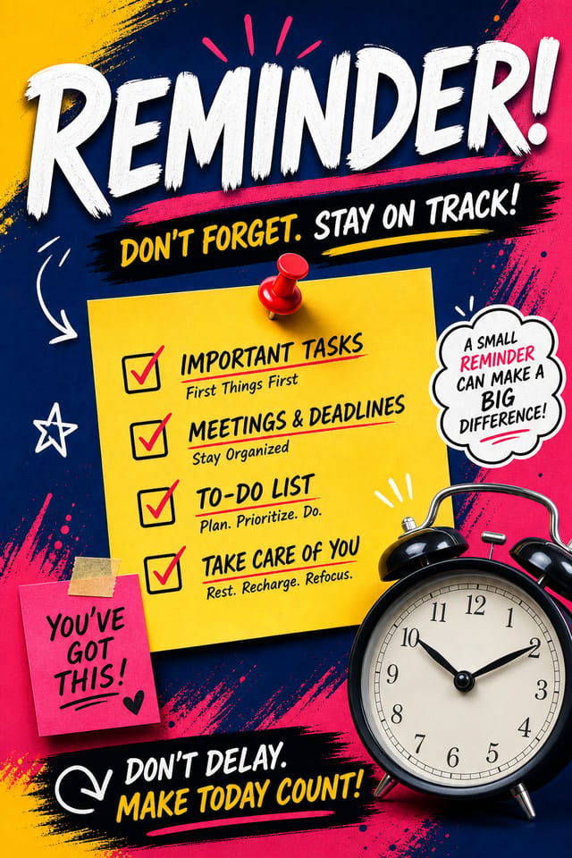 Reminder Poster — vibrant style poster