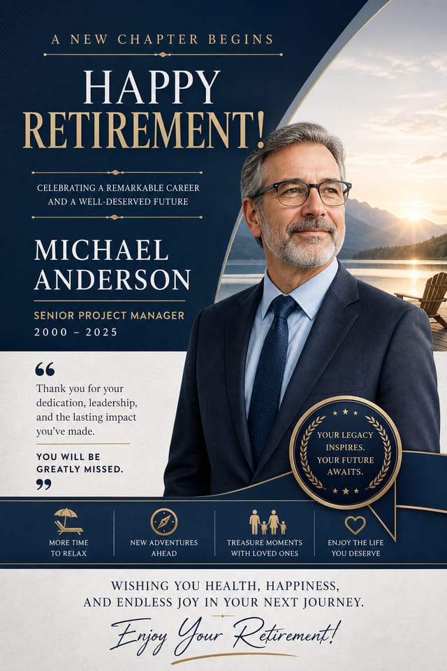Retirement Poster — corporate style poster