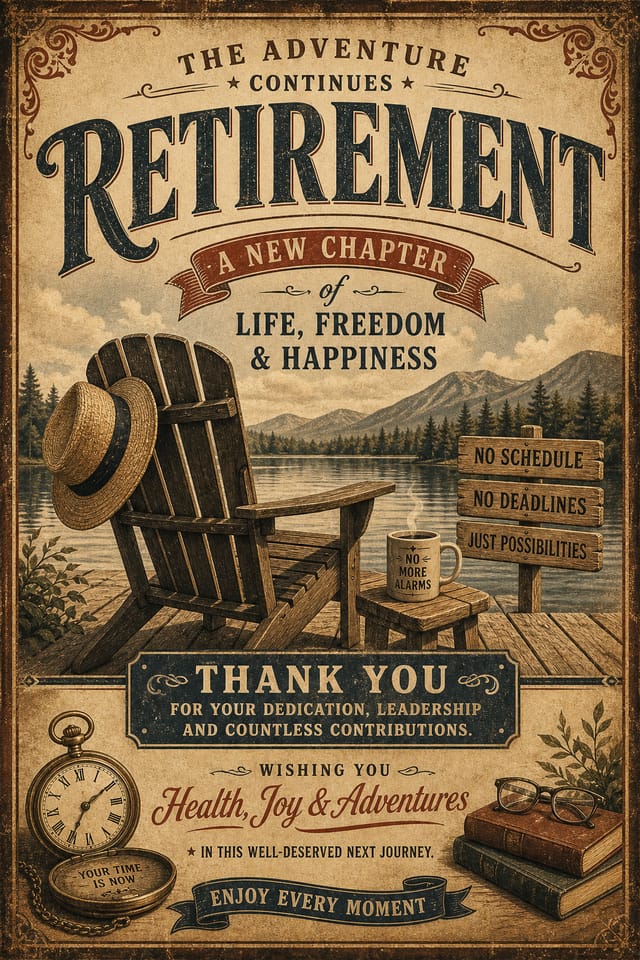 Retirement Poster — vintage style poster