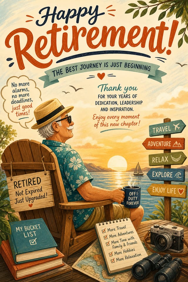 Retirement Poster — illustration style poster