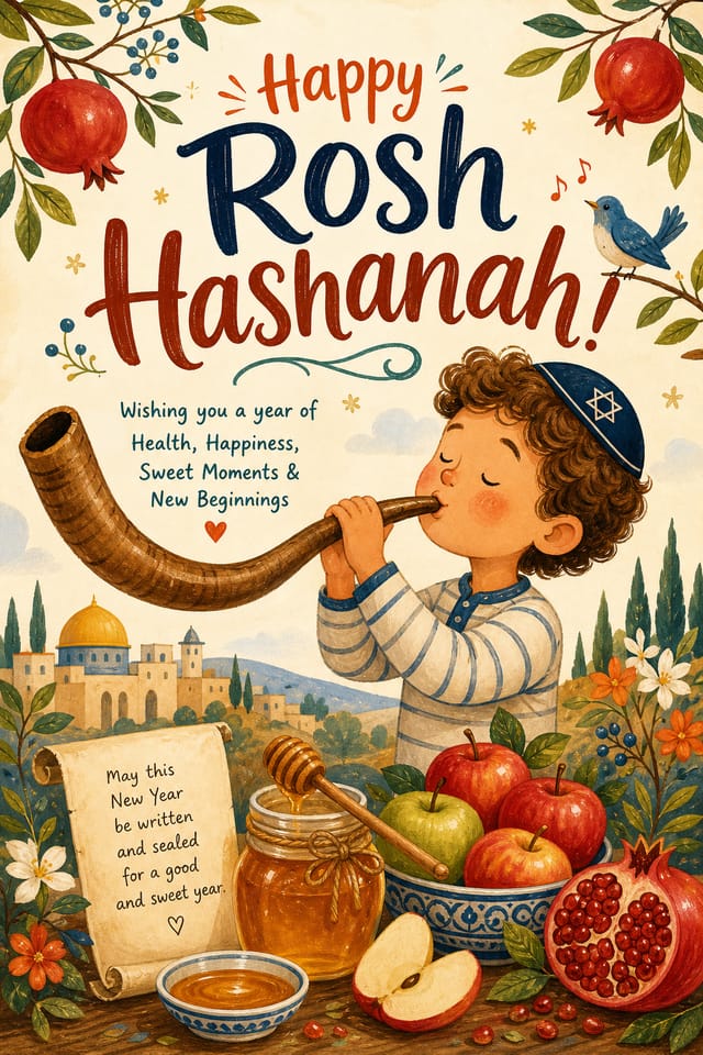 Rosh Hashanah Poster — illustration style poster