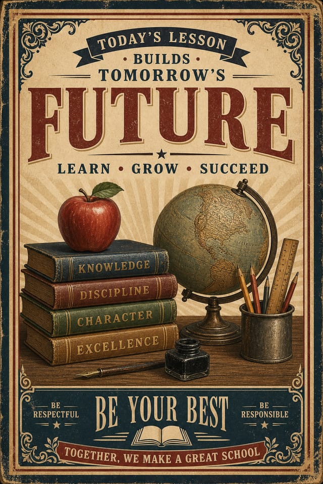 School Poster — vintage style poster
