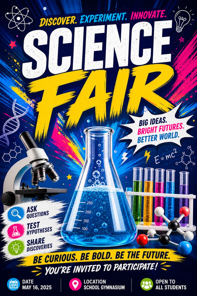 Science Fair Poster — vibrant style poster