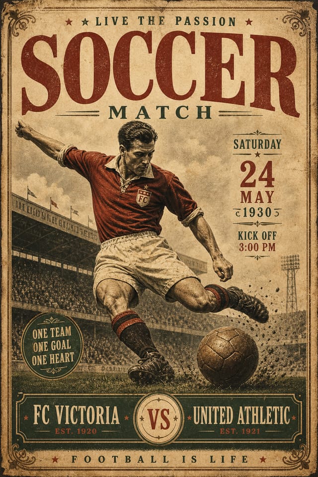 Soccer Poster — vintage style poster