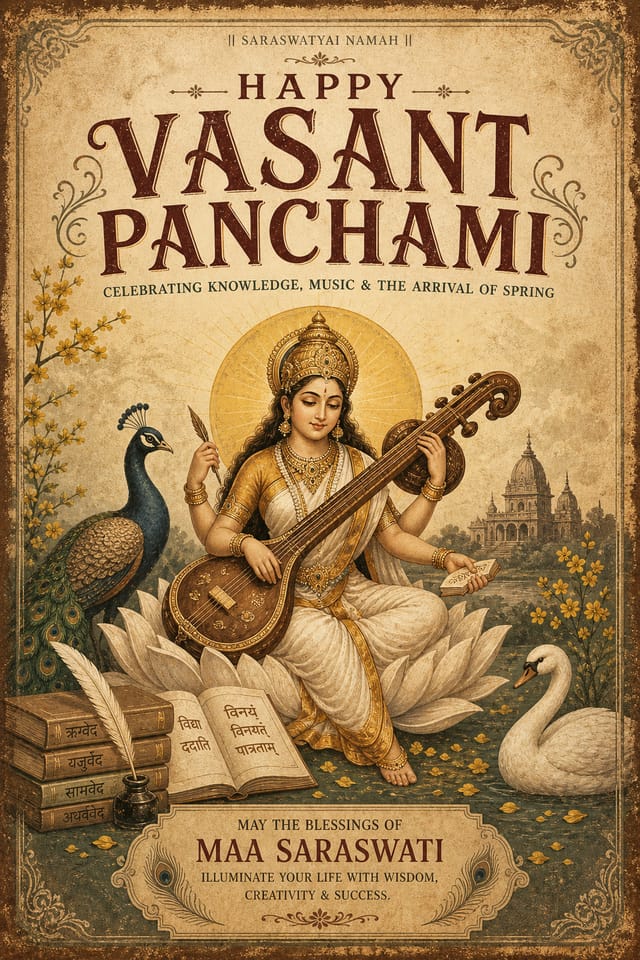 Vasant Panchami Poster — vintage style poster