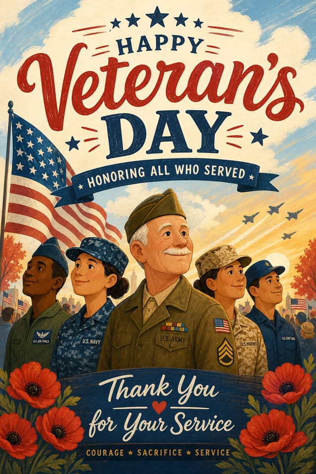 Veteran's Day Poster — illustration style poster