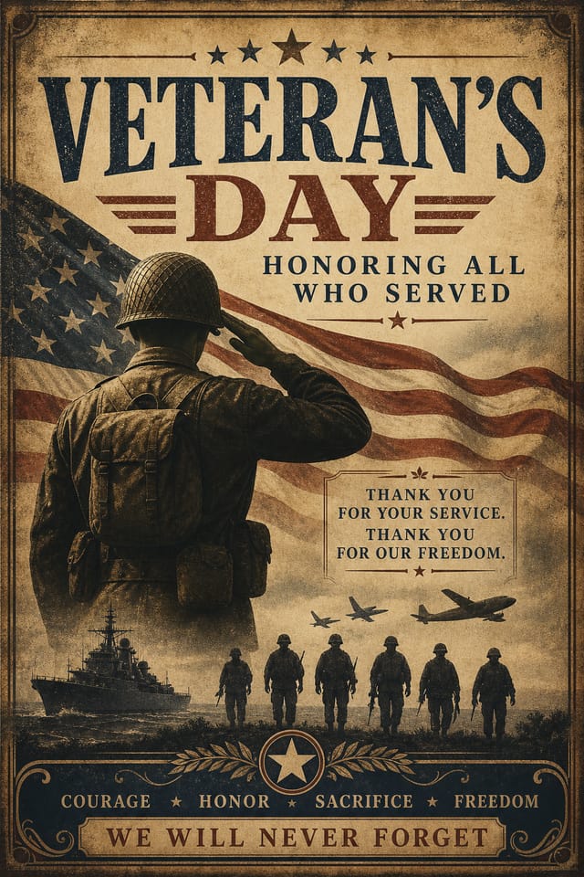 Veteran's Day Poster — vintage style poster
