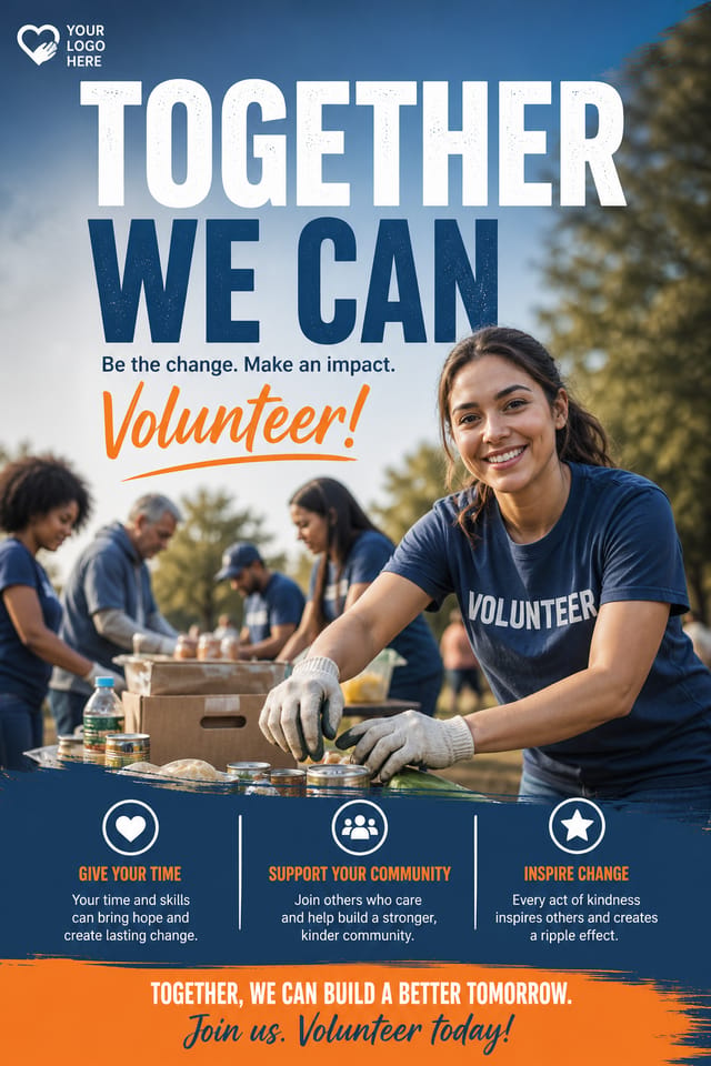 Volunteer Poster — photo-realistic style poster