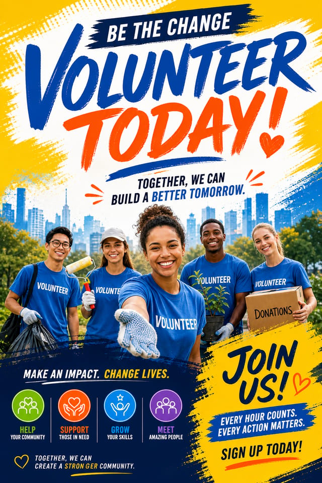Volunteer Poster — vibrant style poster