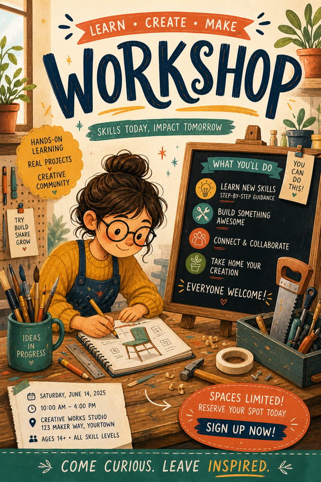 Workshop Poster — illustration style poster