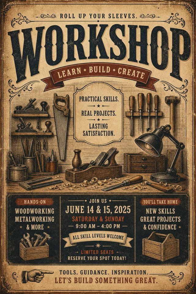 Workshop Poster — vintage style poster