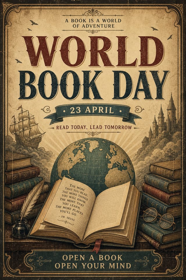 World Book Day Poster — vintage style poster