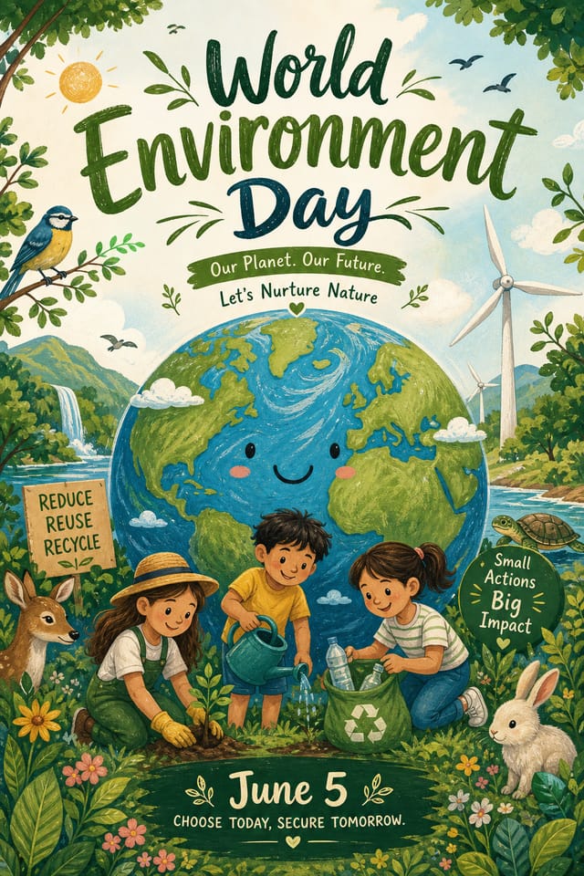 World Environment Day Poster — illustration style poster