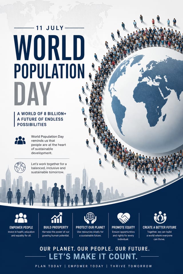 World Population Day Poster — corporate style poster