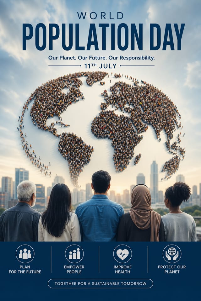 World Population Day Poster — photo-realistic style poster