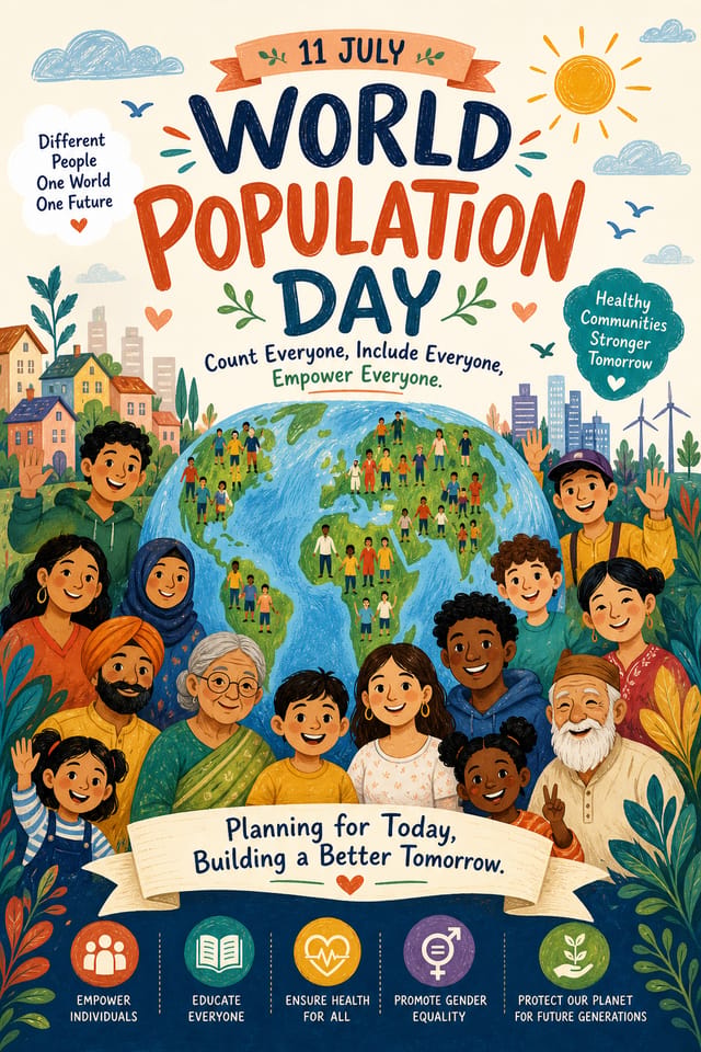 World Population Day Poster — illustration style poster