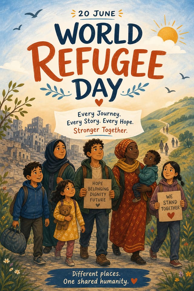 World Refugee Day Poster — illustration style poster